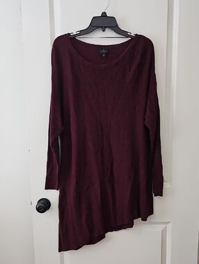 Worthington Woman Wine Asymmetric Long Sleeve Tunic